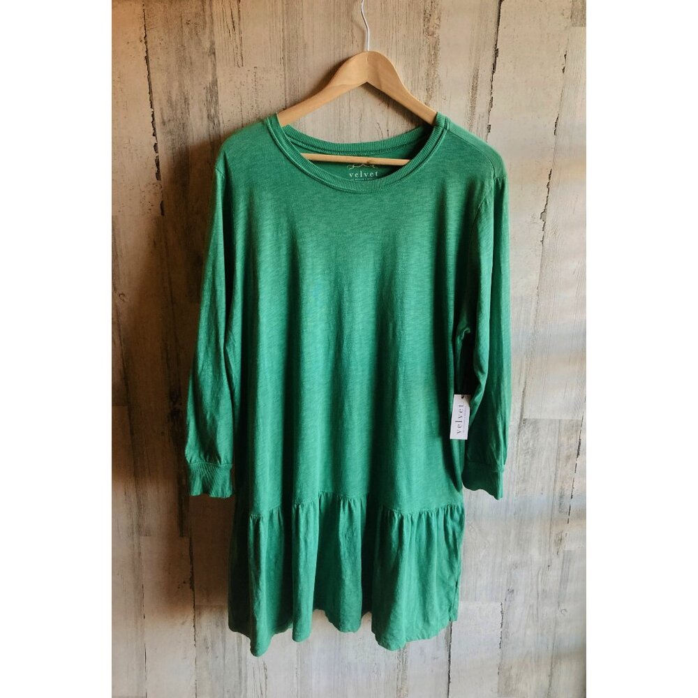 NWT $150 Velvet by Graham & Spencer Anthropologie Elena Slub T-Shirt Dress M